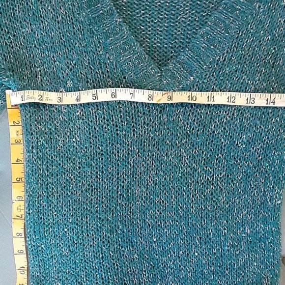 Mudd Teal green metallic high/low slouch sweater - Picture 6 of 8